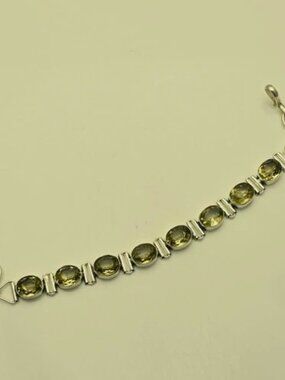 Green Amethyst Gemstone Sterling Silver Bracelet Jewelry 14 Gms